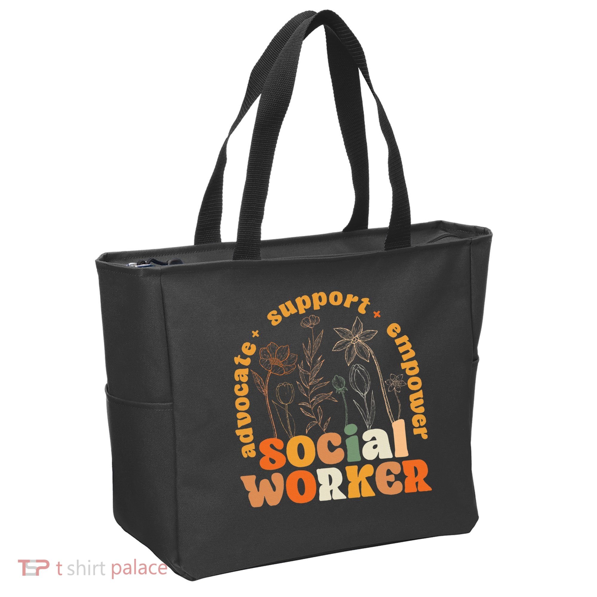 Retro Groovy Social Worker Flower Funny Social Work Month Tote Bag