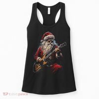 Rock Guitar Santa Claus Playing Guitar Funny Christmas Women's Tank Top thumb 0