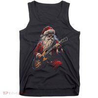 Rock Guitar Santa Claus Playing Guitar Funny Christmas Tank Top thumb 0