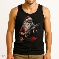 Rock Guitar Santa Claus Playing Guitar Funny Christmas Tank Top thumb 3