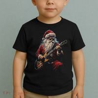 Rock Guitar Santa Claus Playing Guitar Funny Christmas Toddler T-Shirt thumb 2