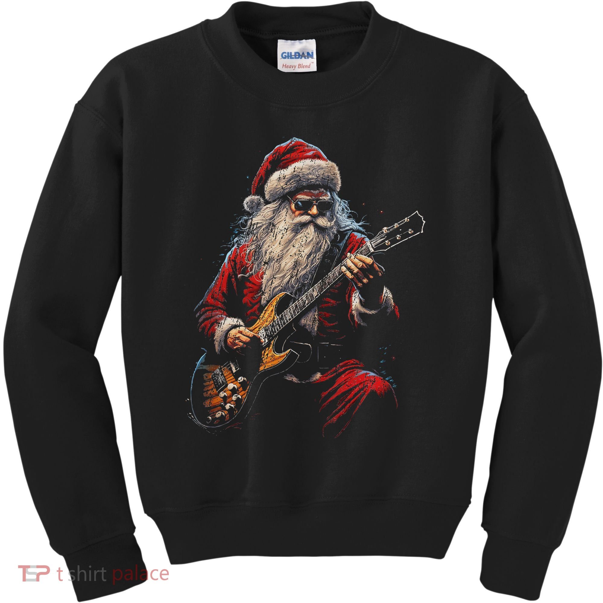 Rock Guitar Santa Claus Playing Guitar Funny Christmas Kids Sweatshirt