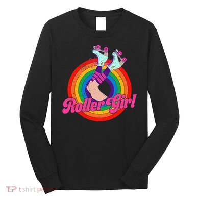 Roller Girl Skater Skating Retro Vintage 70s 80s Skates Long Sleeve Shirt