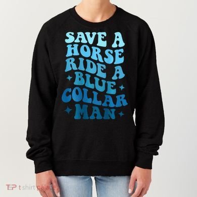 Retro Groovy Save A Horse Ride A Blue Collar Man Women's Sweatshirt