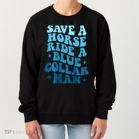 Retro Groovy Save A Horse Ride A Blue Collar Man Women's Sweatshirt thumb 0