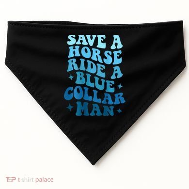 Retro Groovy Save A Horse Ride A Blue Collar Man USA-Made Doggie Bandana