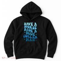 Retro Groovy Save A Horse Ride A Blue Collar Man Hoodie thumb 0