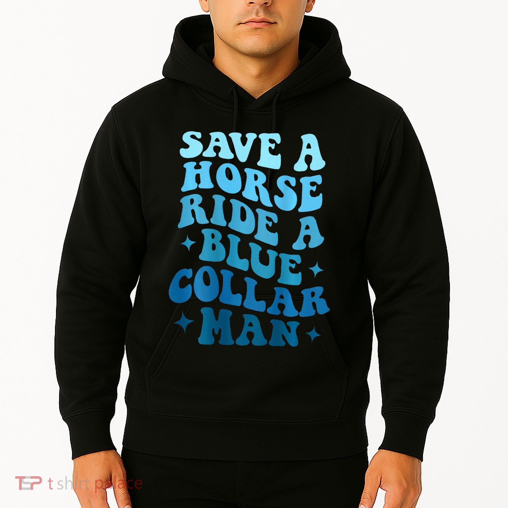 Retro Groovy Save A Horse Ride A Blue Collar Man Hoodie
