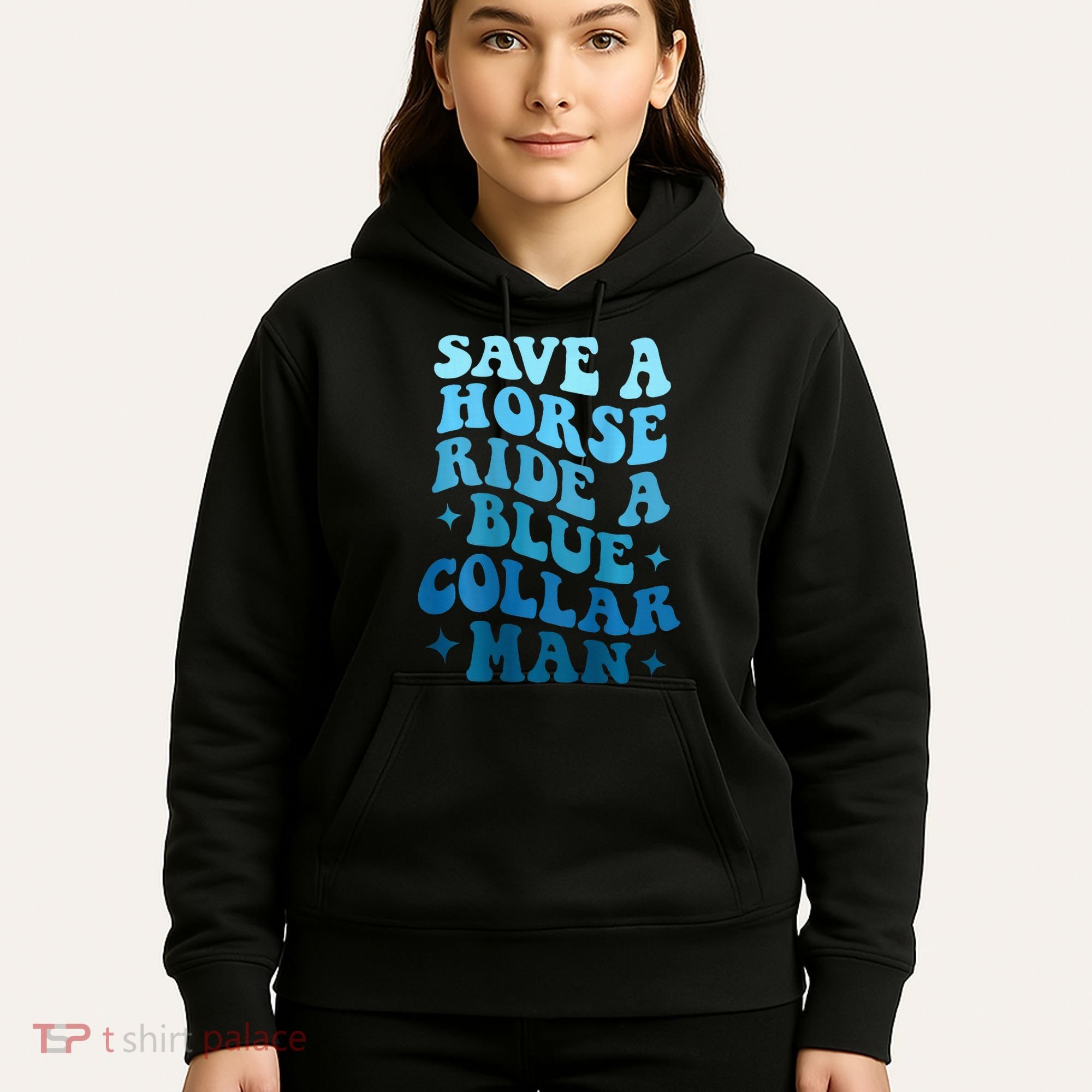 Retro Groovy Save A Horse Ride A Blue Collar Man Hoodie