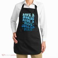Retro Groovy Save A Horse Ride A Blue Collar Man Apron thumb 2