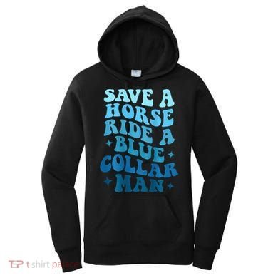 Retro Groovy Save A Horse Ride A Blue Collar Man Women's Hoodie
