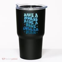 Retro Groovy Save A Horse Ride A Blue Collar Man Tumbler thumb 0