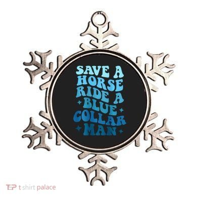 Retro Groovy Save A Horse Ride A Blue Collar Man Ornament