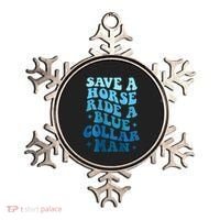 Retro Groovy Save A Horse Ride A Blue Collar Man Ornament thumb 0