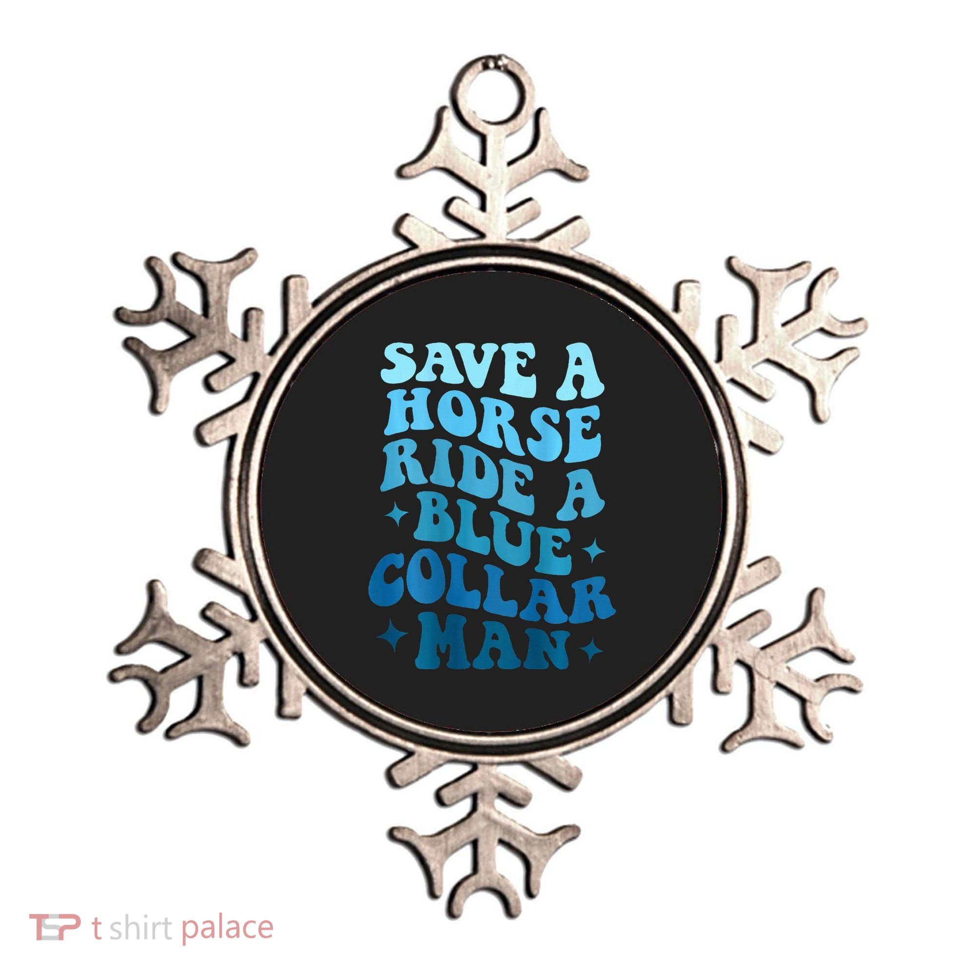 Retro Groovy Save A Horse Ride A Blue Collar Man Ornament