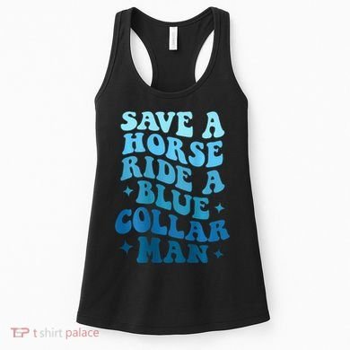Retro Groovy Save A Horse Ride A Blue Collar Man Women's Tank Top
