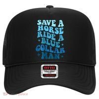 Retro Groovy Save A Horse Ride A Blue Collar Man Hat thumb 0