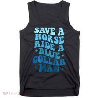 Retro Groovy Save A Horse Ride A Blue Collar Man Tank Top thumb 0