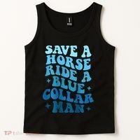 Retro Groovy Save A Horse Ride A Blue Collar Man Tank Top thumb 2