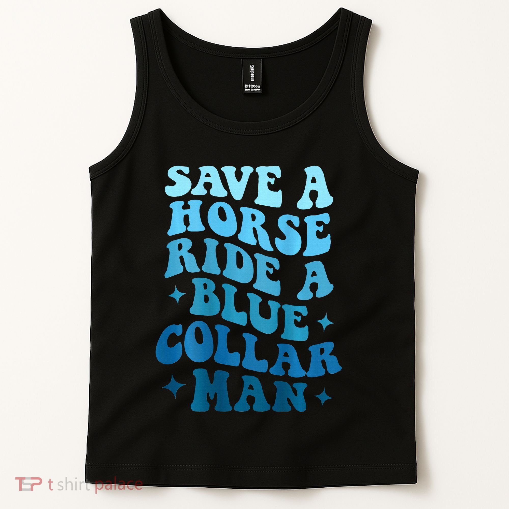 Retro Groovy Save A Horse Ride A Blue Collar Man Tank Top