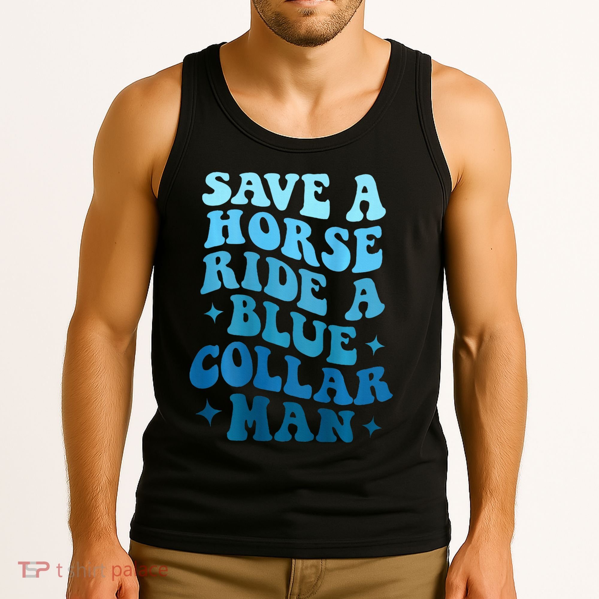 Retro Groovy Save A Horse Ride A Blue Collar Man Tank Top