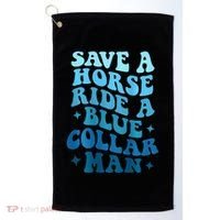 Retro Groovy Save A Horse Ride A Blue Collar Man Golf Towel thumb 0