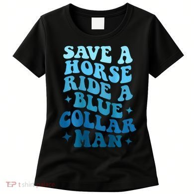 Retro Groovy Save A Horse Ride A Blue Collar Man Women's T-Shirt