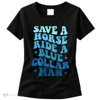 Retro Groovy Save A Horse Ride A Blue Collar Man Women's T-Shirt thumb 0