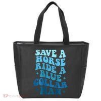 Retro Groovy Save A Horse Ride A Blue Collar Man Tote Bag thumb 0
