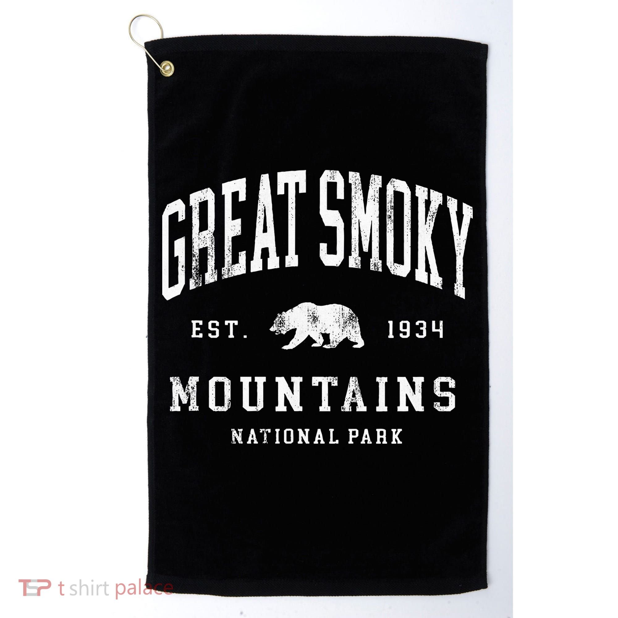 Retro Great Smoky Mountains National Park Hiking Golf Towel