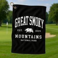 Retro Great Smoky Mountains National Park Hiking Golf Towel thumb 1