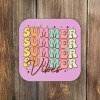 Retro Groovy Summer Vibes For  Summer Vacation Coaster thumb 0