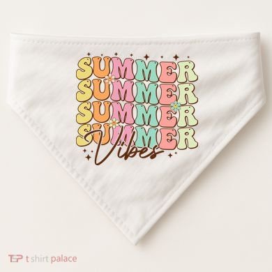 Retro Groovy Summer Vibes For  Summer Vacation USA-Made Doggie Bandana