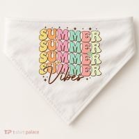Retro Groovy Summer Vibes For  Summer Vacation USA-Made Doggie Bandana thumb 0