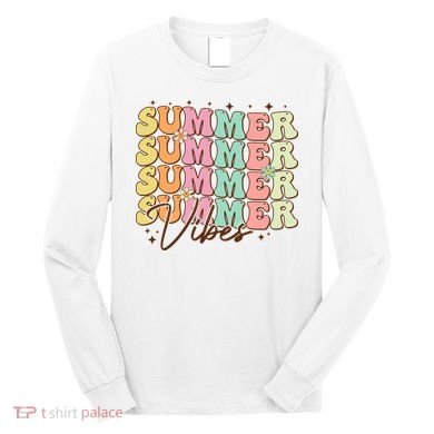 Retro Groovy Summer Vibes For  Summer Vacation Long Sleeve Shirt