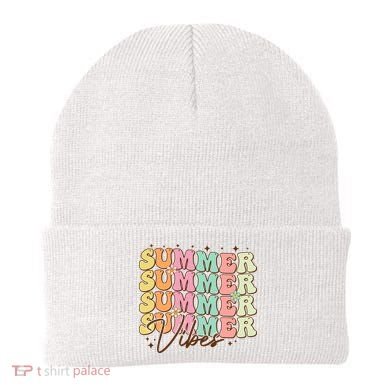 Retro Groovy Summer Vibes For  Summer Vacation Beanie