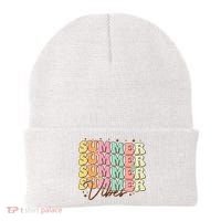 Retro Groovy Summer Vibes For  Summer Vacation Beanie thumb 0
