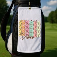 Retro Groovy Summer Vibes For  Summer Vacation Golf Towel thumb 2