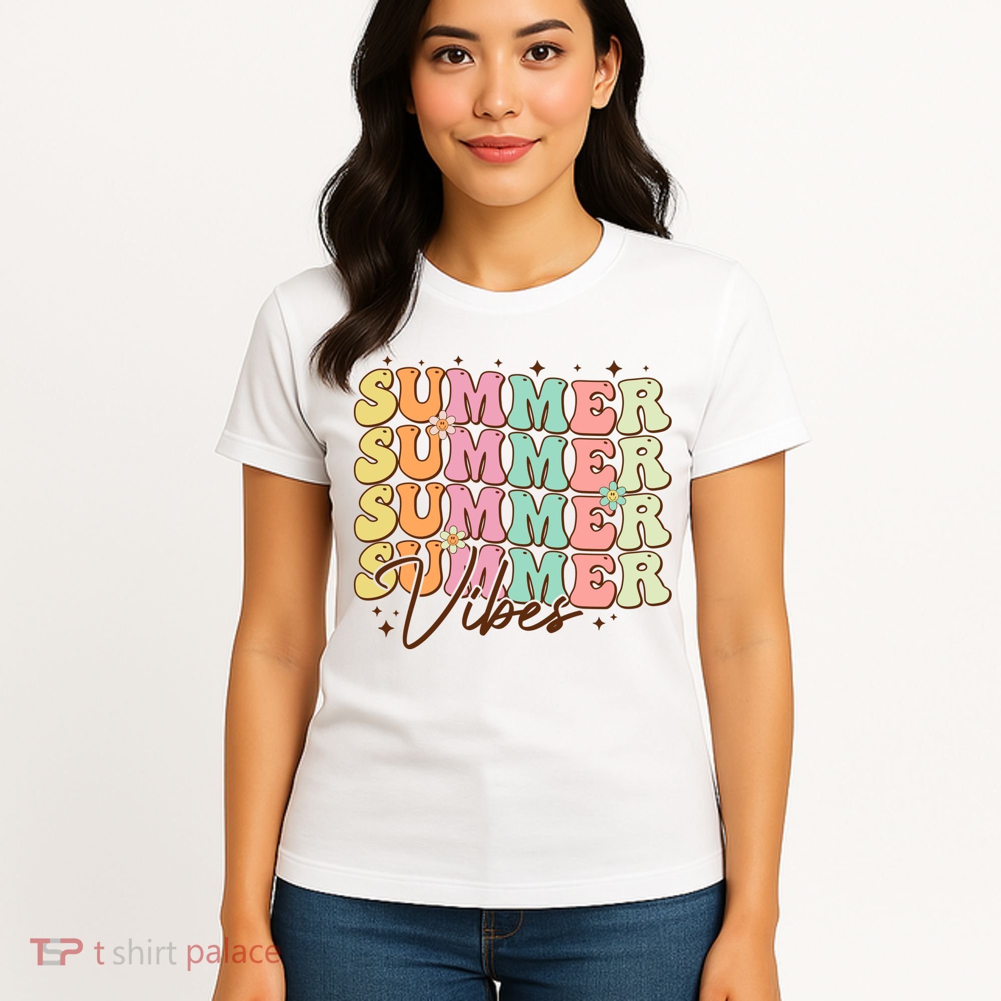 Retro Groovy Summer Vibes For  Summer Vacation Women's T-Shirt
