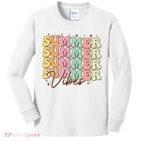 Retro Groovy Summer Vibes For  Summer Vacation Kids Long Sleeve Shirt thumb 0