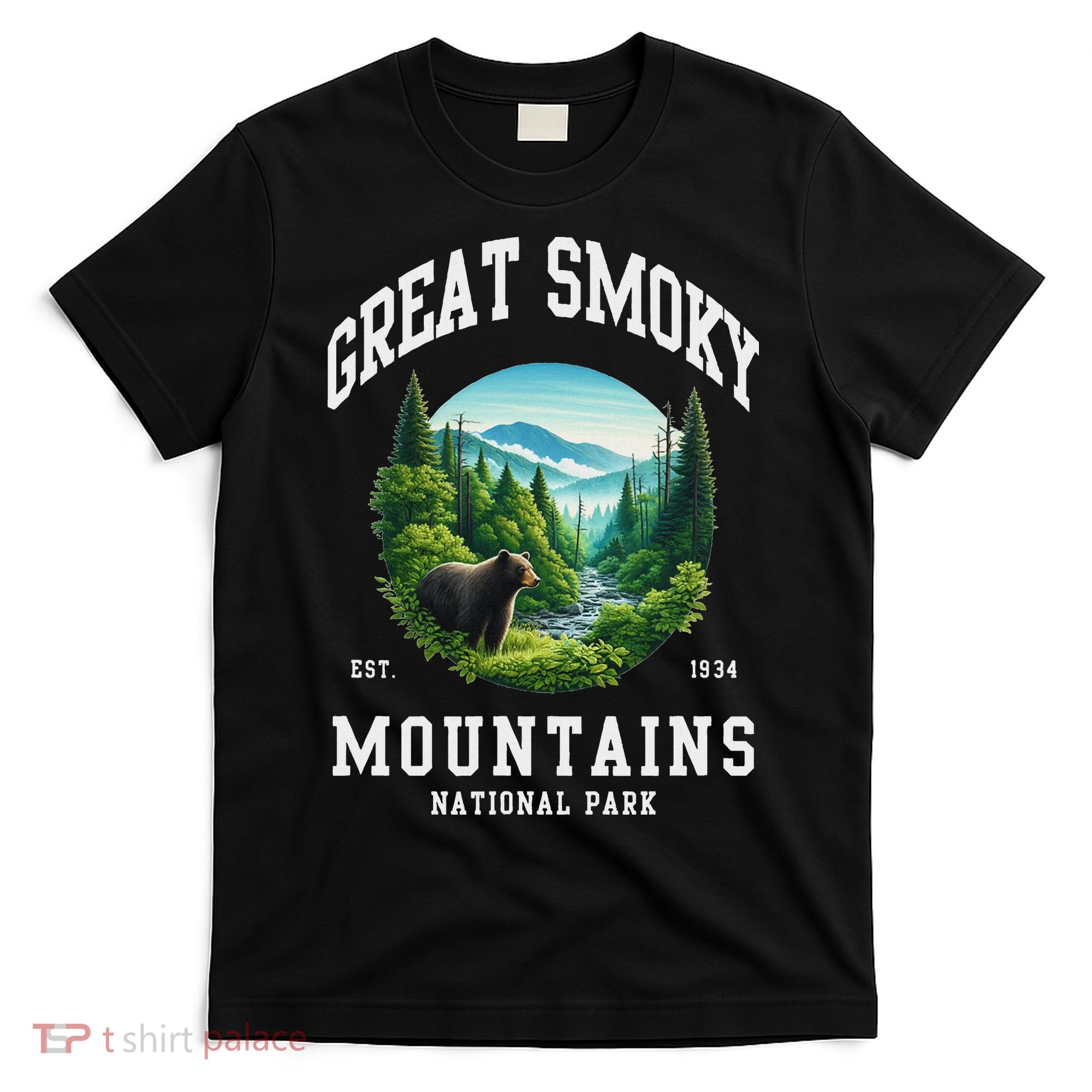 Retro Great Smoky Mountains National Park Women Hiking T-Shirt