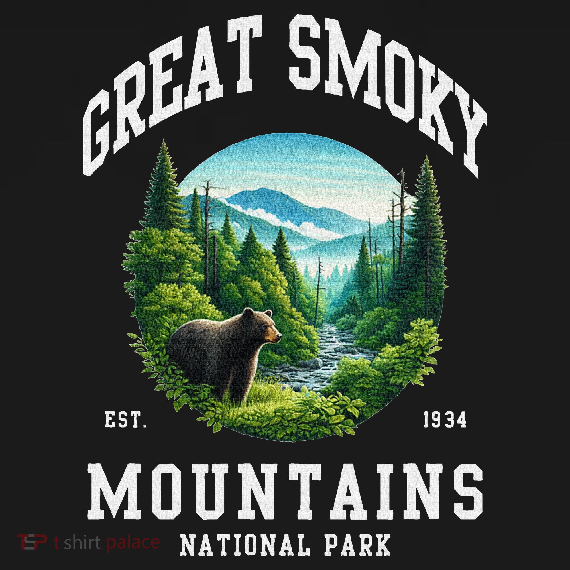 Retro Great Smoky Mountains National Park Women Hiking T-Shirt