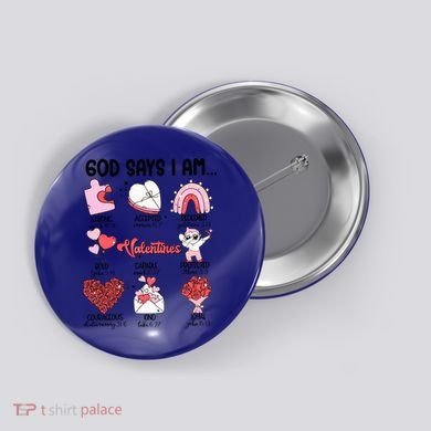 Retro God Says I Am Christian Valentines Day Self Love Gift Button