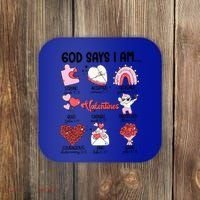 Retro God Says I Am Christian Valentines Day Self Love Gift Coaster thumb 0