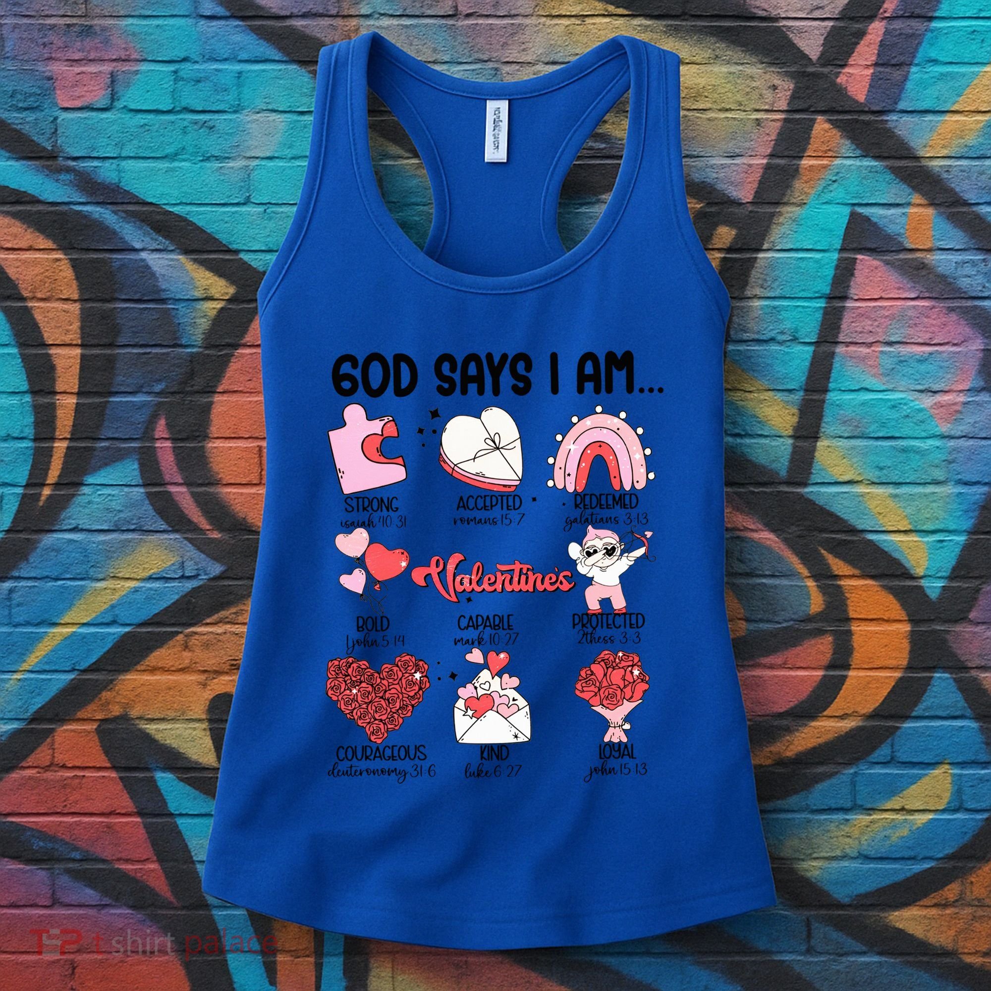Retro God Says I Am Christian Valentines Day Self Love Gift Women's Tank Top