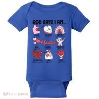 Retro God Says I Am Christian Valentines Day Self Love Gift Baby Bodysuit thumb 0