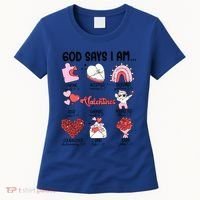 Retro God Says I Am Christian Valentines Day Self Love Gift Women's T-Shirt thumb 0