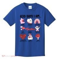 Retro God Says I Am Christian Valentines Day Self Love Gift Kids T-Shirt thumb 0