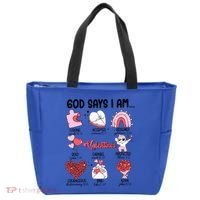 Retro God Says I Am Christian Valentines Day Self Love Gift Tote Bag thumb 0