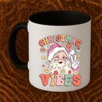Retro Groovy Santa Claus Christmas Vibes Gift Coffee Mug thumb 2